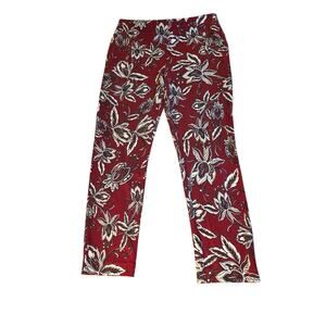 Chico's So Slimming Womens Juliet Parisian Floral Red Ponte Pants Size 1.5 US 10